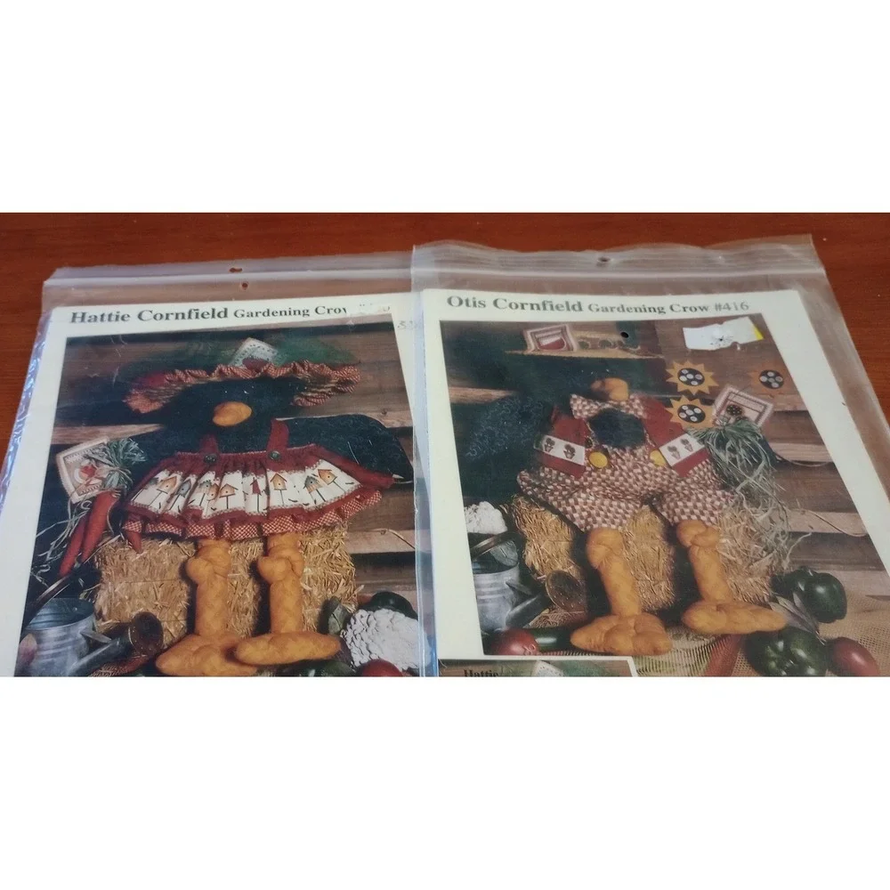 Hattie & Otis Cornfield Gardening Crow Sewing Patterns 415 416 Primitive Doll